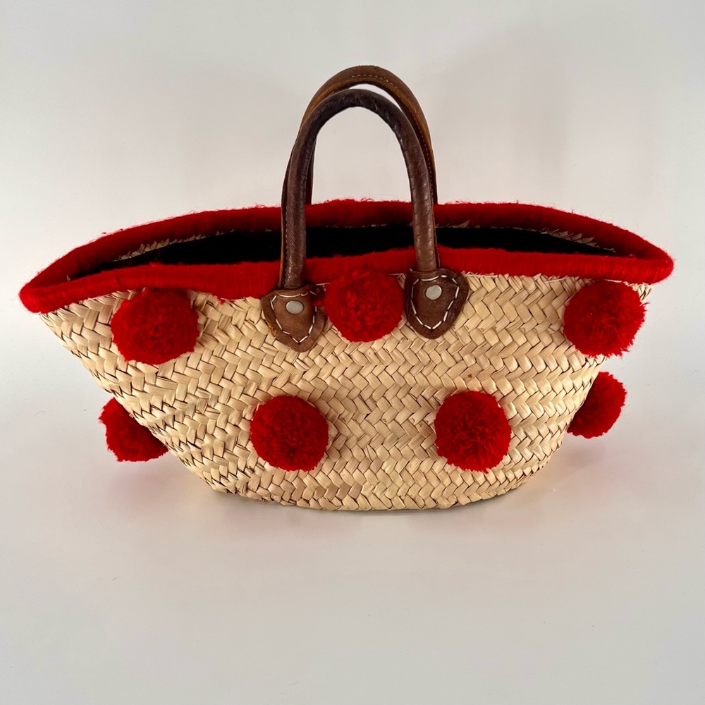 Sœur du Maroc‎ Casablanca small Pom-Pom Straw Tote
